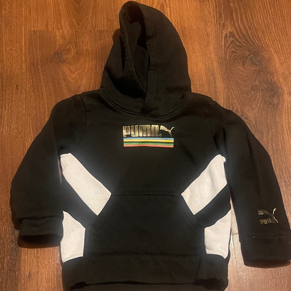 Puma Kids Black Hoodie with Gold and White Accents - Picture 1 of 4